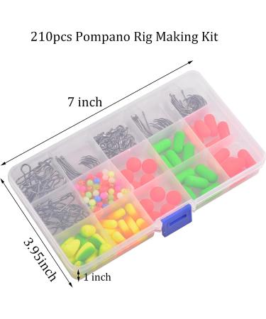 Pompano Rigs Making Kit - Surf Fishing Rig with 210pcs of Bottom Rig Parts, Snell Floats, Beads, Circle Hooks, Swivels, and Snaps - Saltwater Fishing Accessories for Surf Fishing - Buy Online on SooperMarket.com