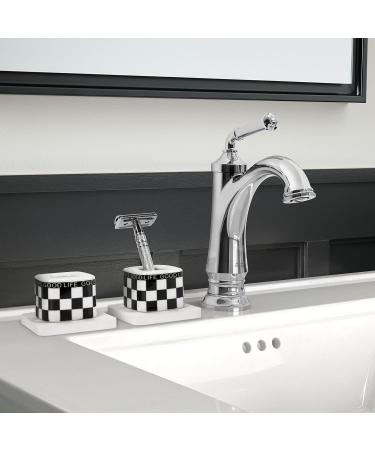 Linkida 2-Pack Ceramic Razor Plane Stand & Diatomite Mat | Men's Double Edge Safety Razor Holder | Compatible with Vikings & Merkur - Black & White Checked - Buy Online on SooperMarket.com