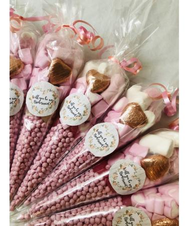 Baking Friends Will You Be My Bridesmaid Wedding Sweet Candy Cones Sweets Party Gift Cone Bags Filled Favour Bag Bridal Party Gift (6 Cones)