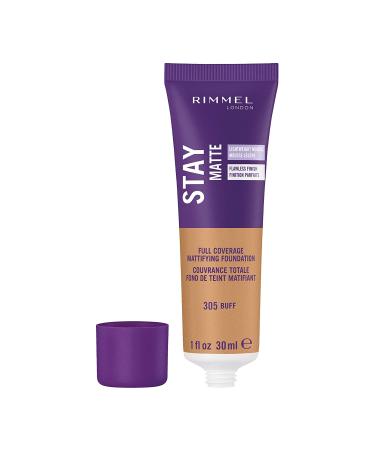 Rimmel London Stay Matte Full Coverage Foundation 305 Buff - 1 oz | Long-Lasting Matte Finish - Buy Online on SooperMarket.com