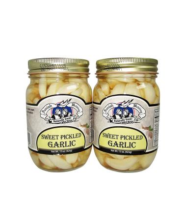 Amish Wedding All-Natural Sweet Pickled Garlic 15 Ounces (2 Jars)