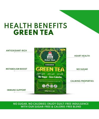 Kabul Chai 200 gram Loose Leaf Green Tea Cardamom Flavor Easy to Brew Pure Kabul Chai Clean Green Infusion & Smooth Grassy-Sweet Notes Loose Leaf Tea - Buy Online on SooperMarket.com