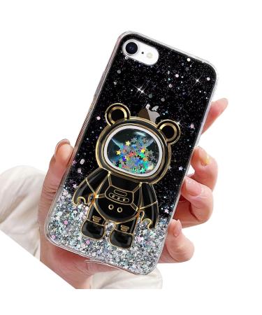 Rnrieyta Miago B r Astronaut Stander Shell Glitzer for iPhone 6s/6 Cute girls thin crystal protective cover Treisand bling transparent case bumper with astronaut holder kickstand black iPhone 6s/6 black