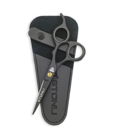 STONLI 5 inches Premium Beard & Moustache Scissors for Men - Your Ultimate Facial Hair Styling Tool - Nose Hair Trimming Scissors (Black)