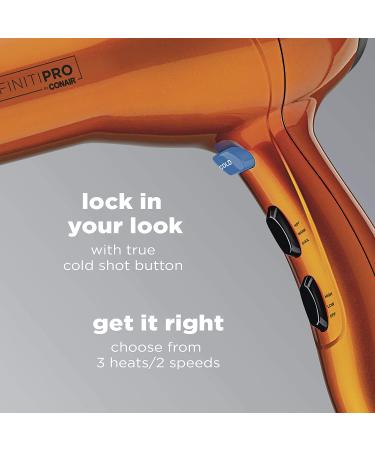 INFINITIPRO BY CONAIR 1875 Watt Salon Performance Hair Dryer - Orange | AC Motor, Full Size Styling Tool - Buy Online on SooperMarket.com