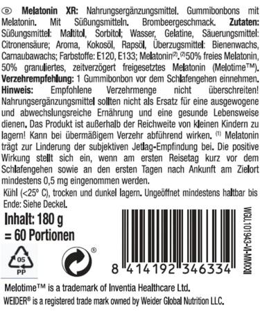 Weider Melatonin Gummies for Sleep | Time-Delayed Release Sugar-Free Blackberry Flavor | 60 Delicious Gummy Bears - Buy Online on SooperMarket.com