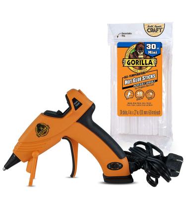 Gorilla Dual Temp Mini Hot Glue Gun Kit with 30 Hot Glue Sticks Glue Gun + 30 ct Sticks
