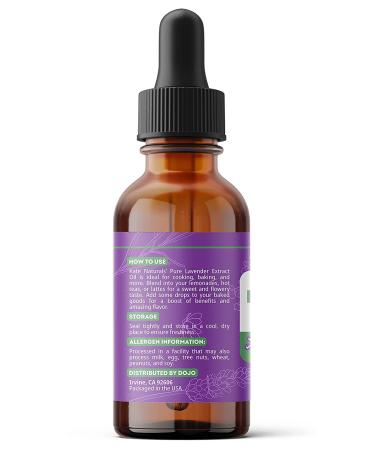 Lavender Extract (1oz) by Kate Naturals - 100% Natural & Vegan Flavoring for Baking & Drinks | Gluten-Free Edible Oil - Culinary Lavender Extract - Buy Online on SooperMarket.com