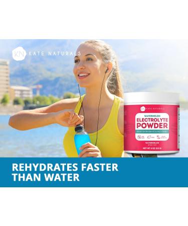 Kate Naturals Watermelon Electrolytes Powder 4oz - Instant Vegan Energy Boost, Prevent Dehydration, Eliminate Cramps - Non-GMO, Keto-Friendly, Zero Sugar - Buy Online on SooperMarket.com