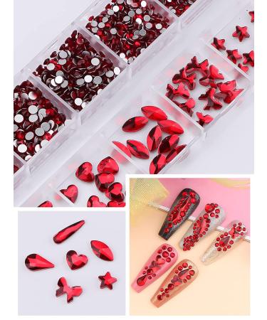 Kalolary Green Nail Rhinestones | Christmas 3D Flatback Red Crystal Charm Stones | Tweezer & Picker Set | DIY Acrylic Nail Art Decoration - Buy Online on SooperMarket.com