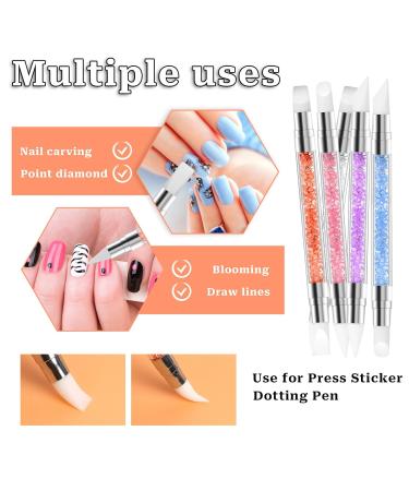 5 Pieces Nail Art Sculpture Pen Set - Dual Pointed Silicone Brushes for Gel Nail Design Foil Drawing & Shapes - Buy Online on SooperMarket.com