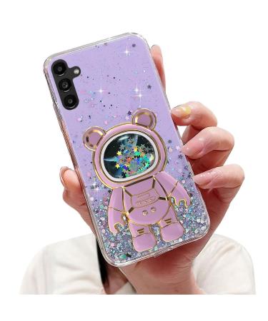 Tivenfezk Nadoli for Samsung Galaxy A34 5G Treibsand B r Astronaut Hidden Stand Shell cartoon glitter astronaut stand Soft silicone bling cell phone case.