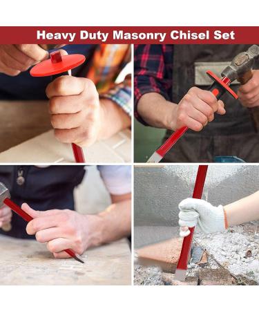 CYEAH 12 Inch Heavy Duty Masonry Chisel Set  4 PCS Chisels Set with Hand Protection  2 PCS Flat Chisel & 2 PCS Pointed Chisel for Concrete/Mason/Stone Demolishing Carving Splitting Breaking - Buy Online on SooperMarket.com