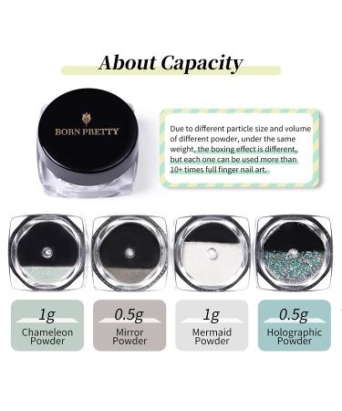 Chrome Powder Manicure Nail Art Decoration Set - BORN PRETTY Metallic Mirror Holographic Pigment - Buy Online on SooperMarket.com