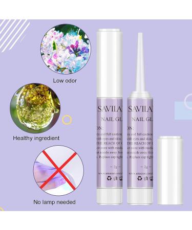 Saviland 40PCS Acrylic Nail Glue | Professional Strong Adhesive for Press On Nails | Long Lasting Stick On Nail Tips Glue - 0.07oz/pc - Buy Online on SooperMarket.com