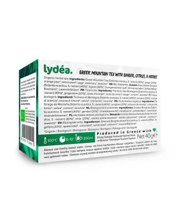 Buy Lydea Organic Greek Mountain Tea with Ginger Citrus Fruits & Herbs - 60 Pyramids (Pack of 3) - Premium Loose Leaf Herbal Tea for International Shipping - Buy Online on SooperMarket.com