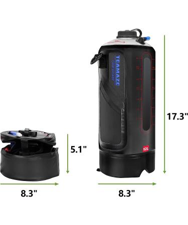 Teamaze 12L Portable Camping Shower with Auto Pressure Pump - Solar Shower for Beach, Camping & Hiking - Buy Online on SooperMarket.com