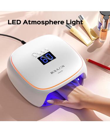 BOLASEN 60W LED Nail Lamp - Professional Gel Nail Dryer with Ceramic Tech No UV Damage Quick Drying Atmosphere Light & Metal Base - Buy Online on SooperMarket.com