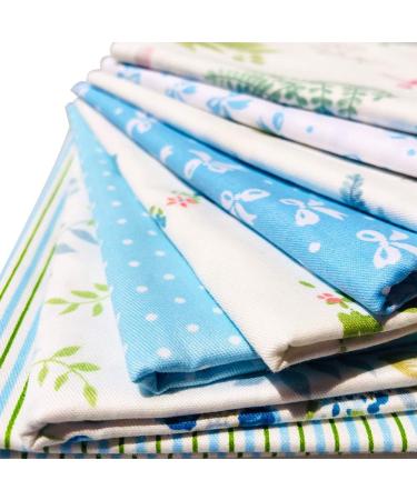 Flic-Flac 20x20 Inches Fat Quarter Cotton Quilting Fabric Bundle (8pcs Blue) - High Density Craft Printed Squares Patchwork Lint DIY Sewing - Buy Online on SooperMarket.com