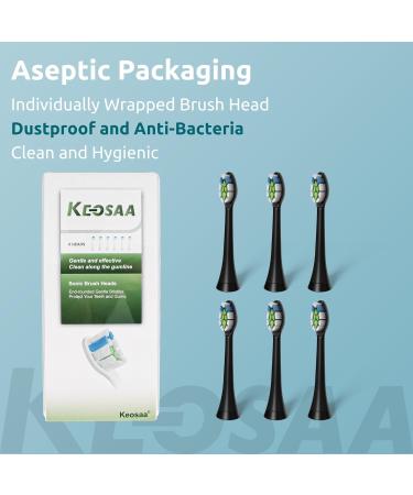 Keosaa Replacement Toothbrush Heads Compatible with Philips Sonicare Electric Toothbrush - Pack of 6 - Black - Buy Online on SooperMarket.com