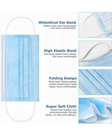 100 Pack Medical Disposable Face Masks for Adults - 3 Layers Safety Protection - Buy Online on SooperMarket.com