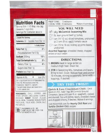 McCormick Chili Seasoning Mix 1.25 oz - Pack of 6 | Authentic Flavor Blend - Buy Online on SooperMarket.com