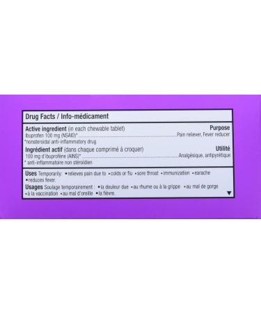 Junior Strength Advil Grape (40 ct) Chewable Tablets for Pain & Fever Relief - Buy Online on SooperMarket.com