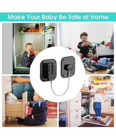 2 Pack Refrigerator Lock - Heavy Duty Combination Fridge Lock Child/Baby Proofing Lock for Cabinets Closets Drawers Window and More Easy Install and Use (Black) - Buy Online on SooperMarket.com