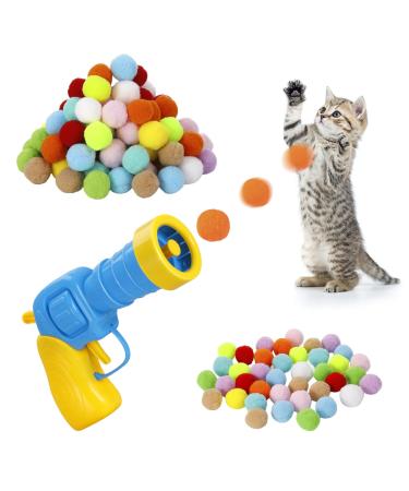 Zuimei Interactive Cat Ball Launcher Cat Ball Toys Launcher with 100pcs Soft Plush Balls Silent Cat Ball Shooting Toy Funny Interactive Cat Toys for Indoor Cats Training Exercise Playing