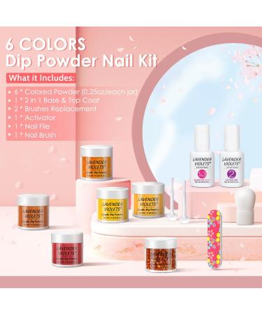 Lavender Violets 12 Pcs Dip Powder Nail Kit Starter 6 Colours Yellow Bright System Free Orange Temperature Change Dipping Powder System Liquid Set with Base & Top Coat Activator Nail Art Manicure M206 Amber - Buy Online on SooperMarket.com