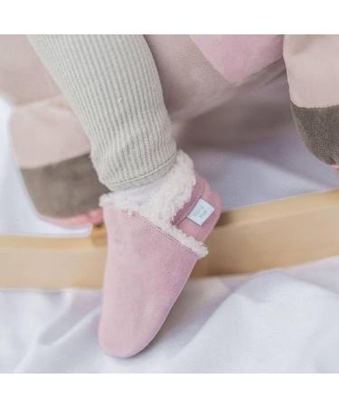 Dotty Fish Suede Baby Slippers | Warm Fleece Lined | Non-Slip Soft Sole Shoes for Infants and Toddlers | Boys Girls | 0-6 Months to 5-6 Years | Soft Pink - Buy Online on SooperMarket.com