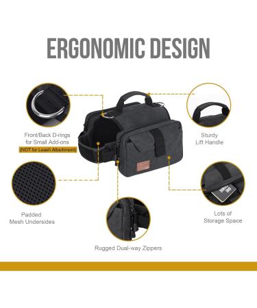 OneTigris Dog Pack for Hiking Camping Travelling Dog Backpack for Hiking Nylon Dog Harness Backpack with Side Pockets for Medium and Small Dogs L Black - Buy Online on SooperMarket.com