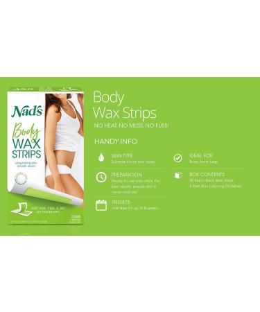 Nad's Body Wax Strips for Women - 20 Waxing Strips + 4 Calming Oil Wipes - Buy Online on SooperMarket.com