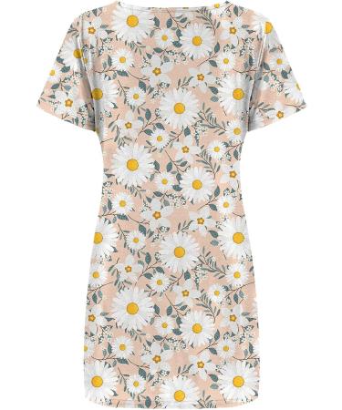ZSDVBZS Summer Dress 2023 - Casual Loose Short Sleeve T Shirt Dress for Women - Boho Swing Beach Cover Up - Pink - X-Large - Buy Online on SooperMarket.com