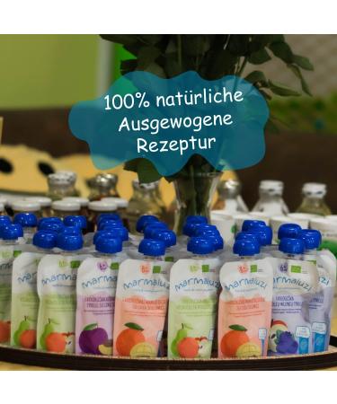 Organic Quetschies by Marmaluzi - Premium Sugar-Free Fruit Puree for Babies 6 Months+ - Gift Set 4 Pack (4 x 90g) - Healthier Snack Option - Buy Online on SooperMarket.com