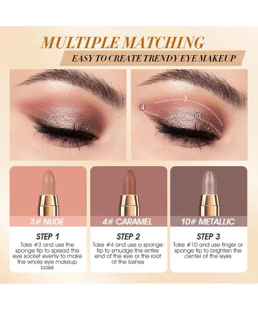 CCbeauty Matte Eyeshadow Stick Set - Cream Eye Shadow Pencil Kit for Hypoallergenic Longwear Metallic Glitter Eyeliner - Nude 03 - Buy Online on SooperMarket.com