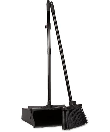 Duo-Pan Plastic Lobby Pan and Duo-Sweep Broom Combo | 36 Overall Length x 11-51/64 Width | Black - Buy Online on SooperMarket.com