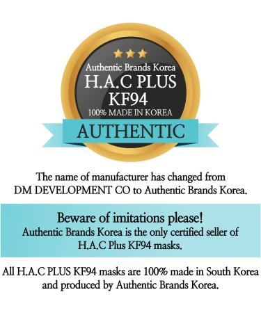 KF94 Face Mask for Adults - H.A.C PLUS Protective Mask (10 Pack) - Best Safety & Comfort - Buy Online on SooperMarket.com