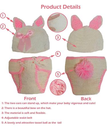 Qyeaber Newborn Photography Props - Handmade Crochet Knitted Rabbit Costume for Baby Girl - Buy Online on SooperMarket.com