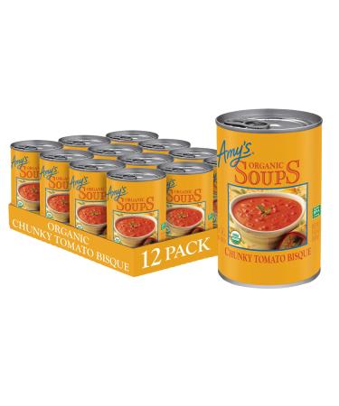 Amy's Soup, Gluten Free, Organic Chunky Tomato Bisque, Made with Onions, 14.5 oz (Pack of 12) Tomato Bisque 14.5 Ounce (Pack of 12)
