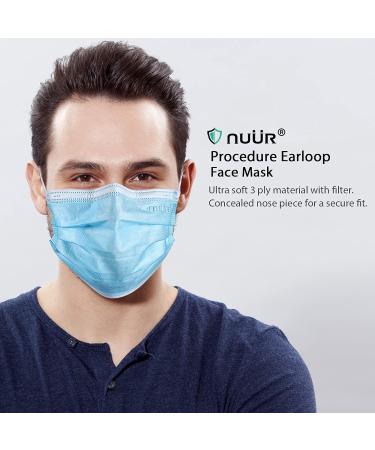NU R Disposable Face Mask 3Ply Mask with Filter Layer and Elastic Earloop Retail 50pcs/box BLUE 400PCS - Buy Online on SooperMarket.com