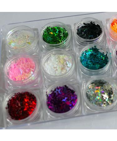 Holographic Nail Art Glitter Sequins - 12 Colors Star Moon Confetti for Nails, Crafts & Slime - Buy Online on SooperMarket.com