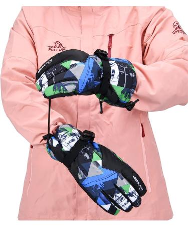 Winter Ski Gloves RunRRIn | Waterproof & Breathable Snow Gloves for Men, Women, and Kids | Black-Blue | Size L (Fits Boys 11-15 years old) - Buy Online on SooperMarket.com