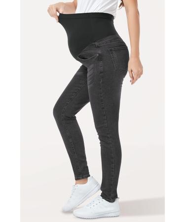 PACBREEZE Women's Maternity Jeans Over The Belly | High Waist Denim Skinny Pants | Wash Black XL - Buy Online on SooperMarket.com