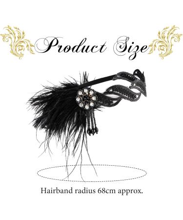 WLLHYF 1920s Flapper Headband 20s Feather Hair Band Vintage Feather Crystal Headpiece Gatsby Party Accessories for Women (white diamond) - Buy Online on SooperMarket.com