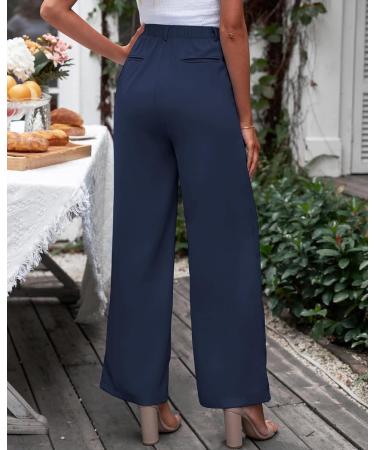 Vetinee High Waisted Wide Leg Dress Pants for Women XL Navy Blue - Business Office Trousers with Pockets - Buy Online on SooperMarket.com