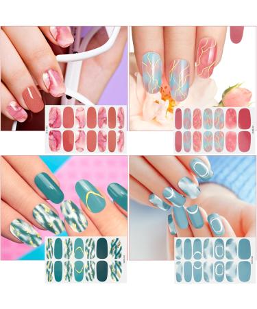 JSRQT 12 Sheets Marble Full Wraps Self Adhesive Nail Stickers 168 Pieces Nail Polish Stickers Set with 2 Nail Files DIY Nail Art Stencil Full Nail Decals Stickers for Women Girls Manicure - Buy Online on SooperMarket.com