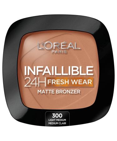 L'Or al Paris long -lasting and covering bronzer for a natural and matt tan infaillable 24h Fresh Wear Soft Matte Bronzer color: 300 light medium 1 piece 300 Light medium 9 g (1 Pack)
