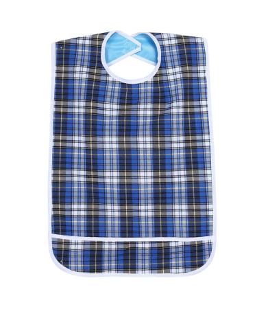 Adult Bib Stripe Striped Waterproof Adult Eating Bib Adjustable Neck Reusable Mealtime Clothing Protector Dining Aid(Blue)