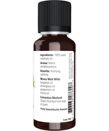 NOW Rosemary Essential Oil - 100% Pure, Vegan, Aromatherapy, 1 oz - Steam Distilled - Buy Online on SooperMarket.com